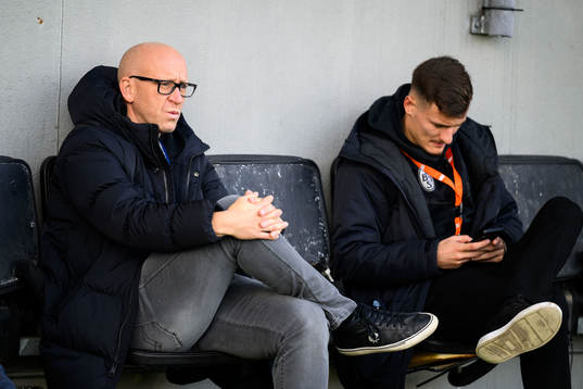 Landskronas manager Billy Magnusson och Robin Dzabic