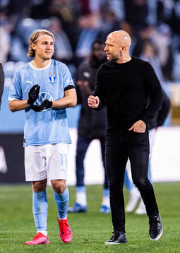 Malmö FFs Sebastian Nanasi och tränare Henrik Rydström