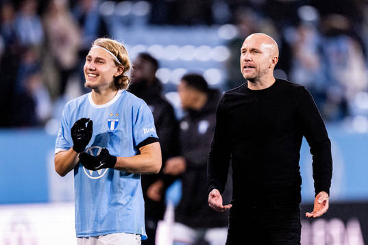 Malmö FFs Sebastian Nanasi och tränare Henrik Rydström