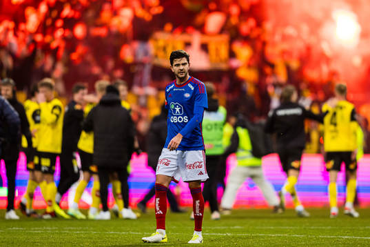Fredrik Oldrup Jensen of Vålerenga looks dejected