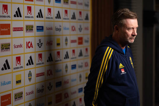 Head coach Peter Gerhardsson of Sweden is interviewed at a