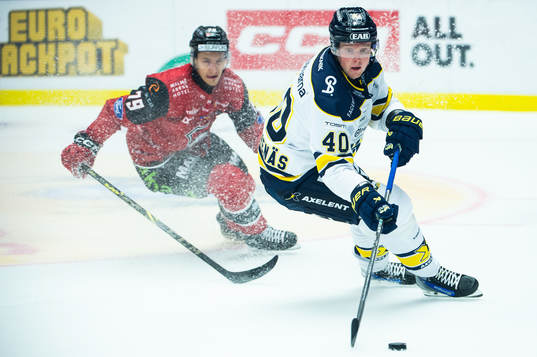 Malmö Redhawks Jakub Galvas och HV71s Oskar Stål-Lyrenäs