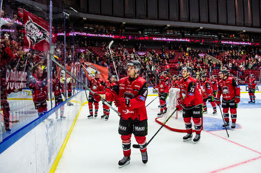 Malmö Redhawks spelare jublar
