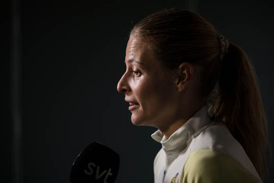 Anna Anvegård of Sweden Is interviewed