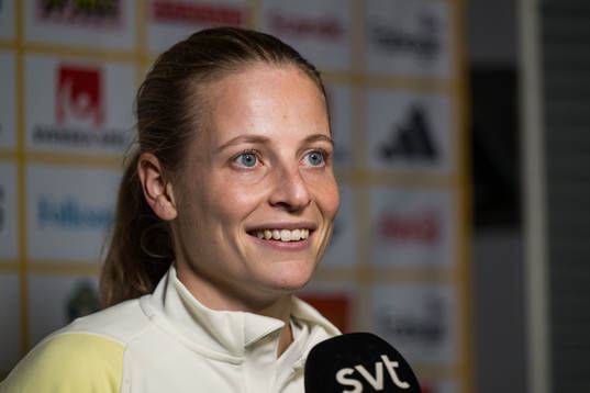 Anna Anvegård of Sweden is interviewed