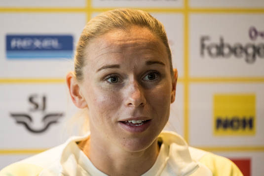 Jonna Andersson of Sweden is interviewed