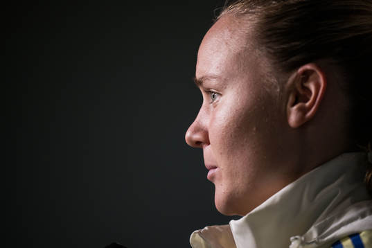 Matilda Vinberg of Sweden is interviewed