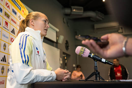 Magdalena Eriksson of Sweden is interviewed