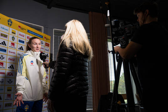 Matilda Vinberg of Sweden is interviewed