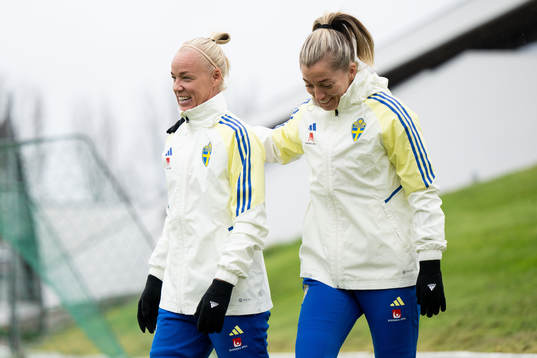 Caroline Seger and Linda Sembrant  of Sweden ahead a