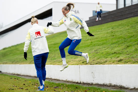 Caroline Seger and Linda Sembrant  of Sweden ahead a