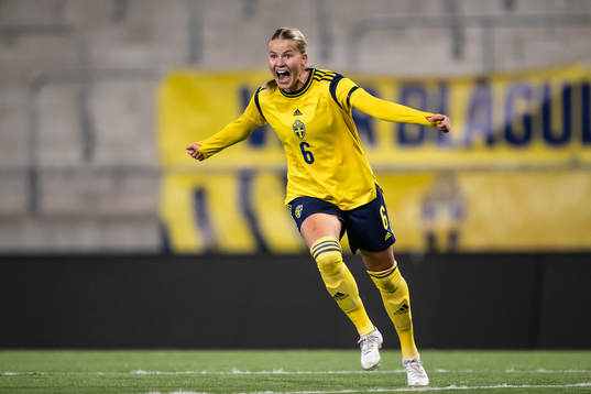 Sara Frigren of Sweden celebrates