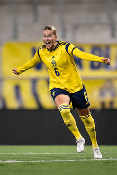 Sara Frigren of Sweden celebrates