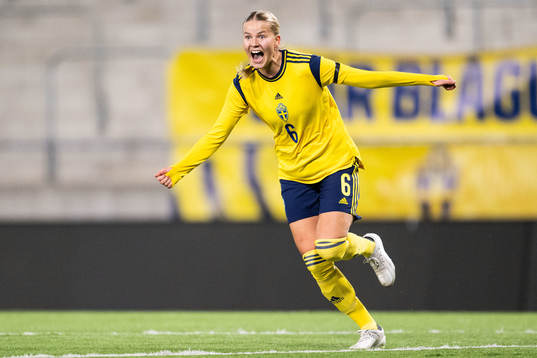 Sara Frigren of Sweden celebrates