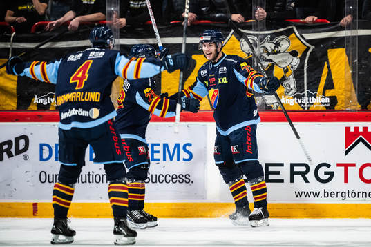 Djurgårdens Anton Gradin jublar med lagkamrater