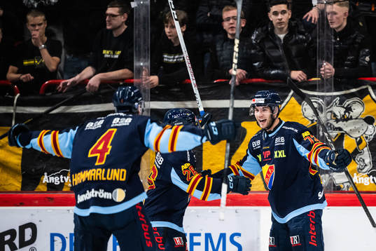 Djurgårdens Anton Gradin jublar med lagkamrater