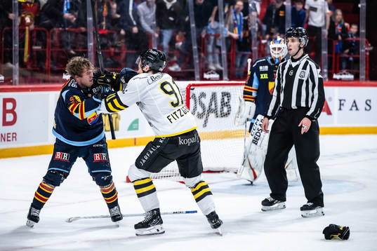 Djurgårdens Emil Berglund och AIKs Gerry Fitzgerald i bråk