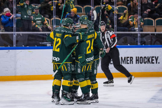 Björklövens Jacob Andersson jublar med lagkamrater