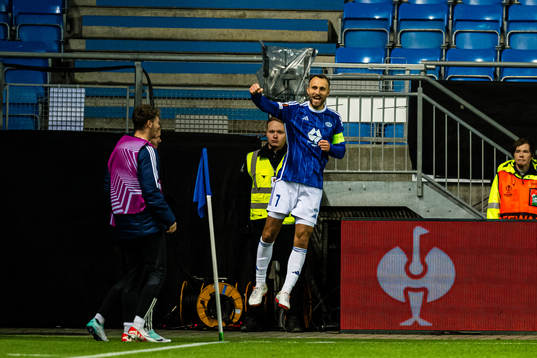 Magnus Wolff Eikrem of Molde celebrates