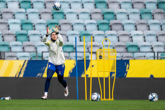 Goalkeeper Zecira Musovic of the Swedish women's national