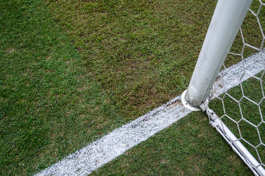 A goal post and the pitch at Gamla Ullevi