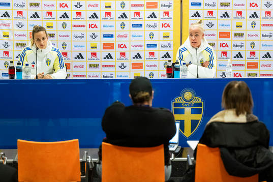 Nathalie Björn and Caroline Seger of the Swedish women's