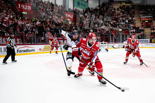 Timrås Albin Lundin och HV71s Victor Sjöholm
