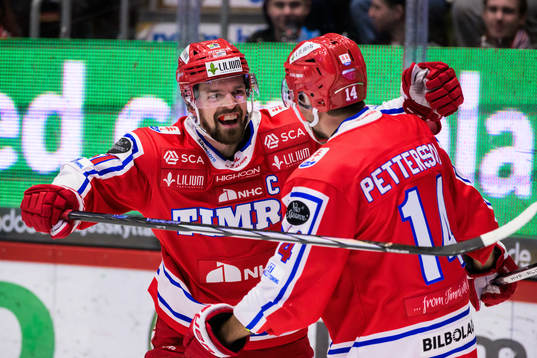 Timrås Anton Lander och Emil Pettersson jublar