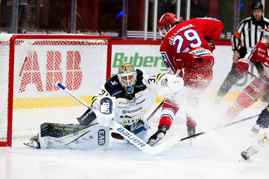 HV71s målvakt Joni Ortio och Timrås Filip Hållander