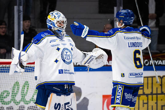 Leksands målvakt Mantas Armalis och Alexander Lundqvist
