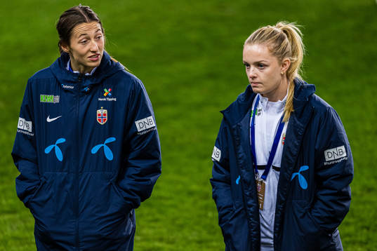 Goalkeeper Cecilie Fiskerstrand and Guro Pettersen of