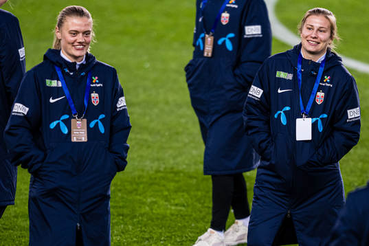 Mathilde Harviken and Cesilie Andreassen of Norway arrives
