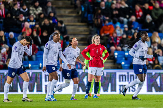 Maren Mjelde of Norway looks dejected