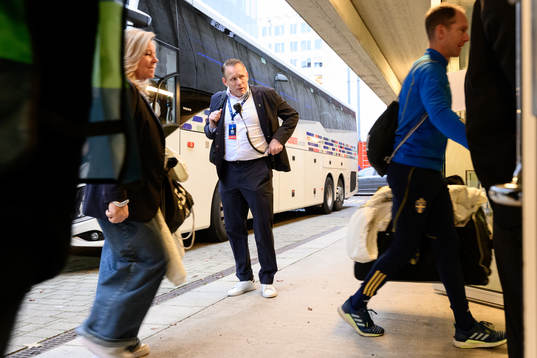 Stefan Dejemyr head of security of Sweden arrives at the