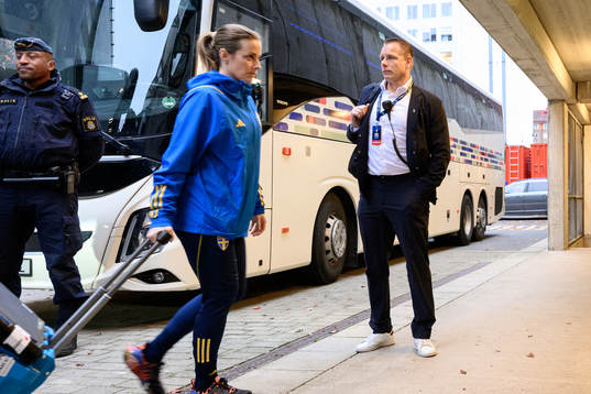 Stefan Dejemyr head of security of Sweden arrives at the