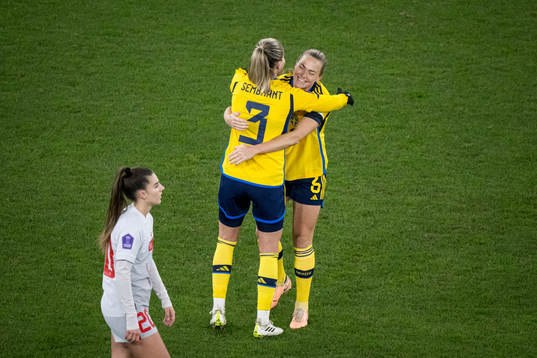 Linda Sembrant and Magdalena Eriksson of Sweden celebrates