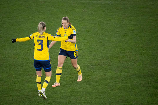 Linda Sembrant and Magdalena Eriksson of Sweden celebrates