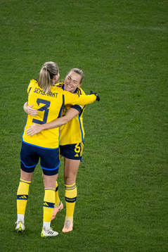 Linda Sembrant and Magdalena Eriksson of Sweden celebrates