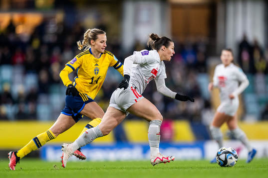 Nathalie Björn of Sweden and Ramona Bachmann of Switzerland