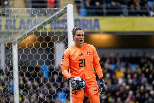 Goalkeeper Elvira Herzog of Switzerland