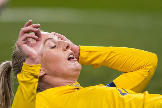 Stina Blackstenius of Sweden looks dejected
