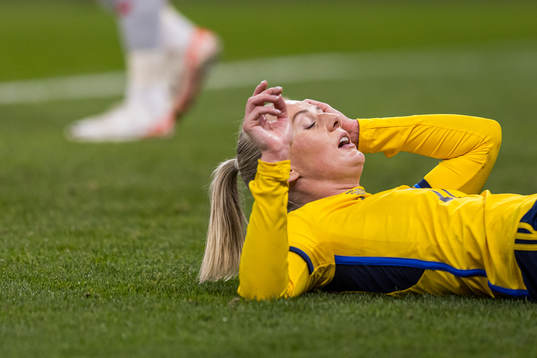 Stina Blackstenius of Sweden looks dejected