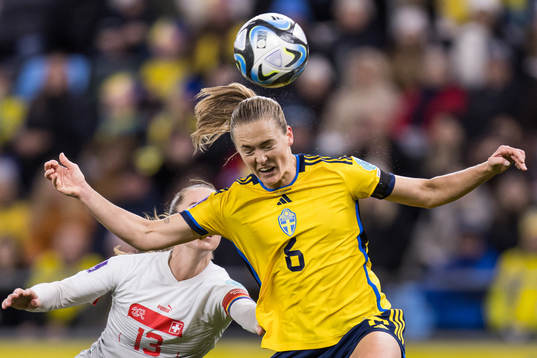 Magdalena Eriksson of Sweden scores the 1-0 goal