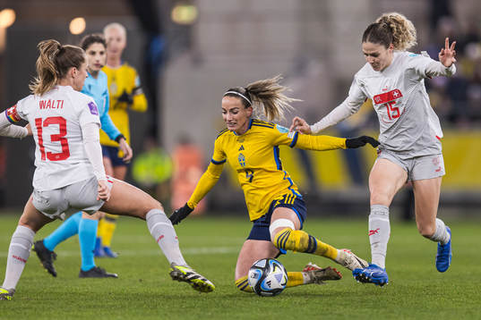 Lia Wälti and Luana Buhler of Switzerland and  Kosovare