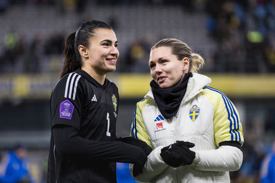 goalkeeper Zecira Musovic and goalkeeper Jennifer Falk of