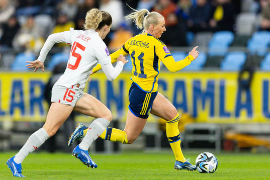 Luana Buhler of Switzerland and Stina Blackstenius of Sweden