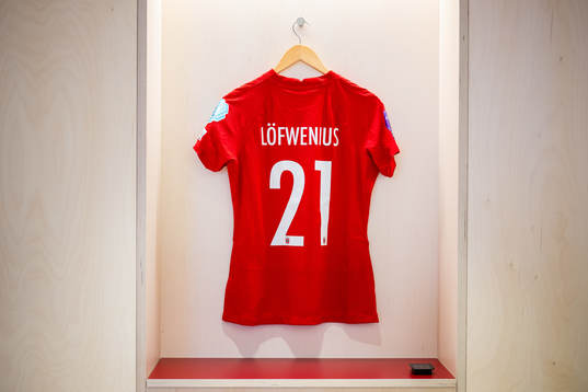 The kit of Mimmi Löfwenius of Norway in the dressing room