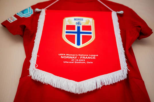 The pennant of Norway in the dressing room