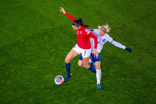 Ingrid Syrstad Engen of Norway and Eugénie Le Sommer of