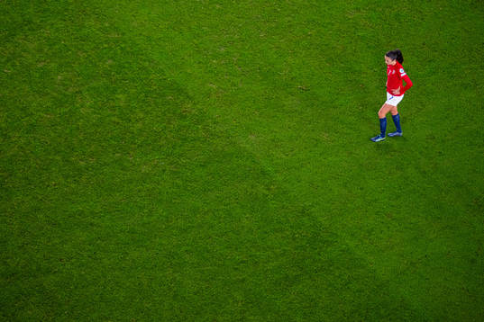 Ingrid Syrstad Engen of Norway looks dejected